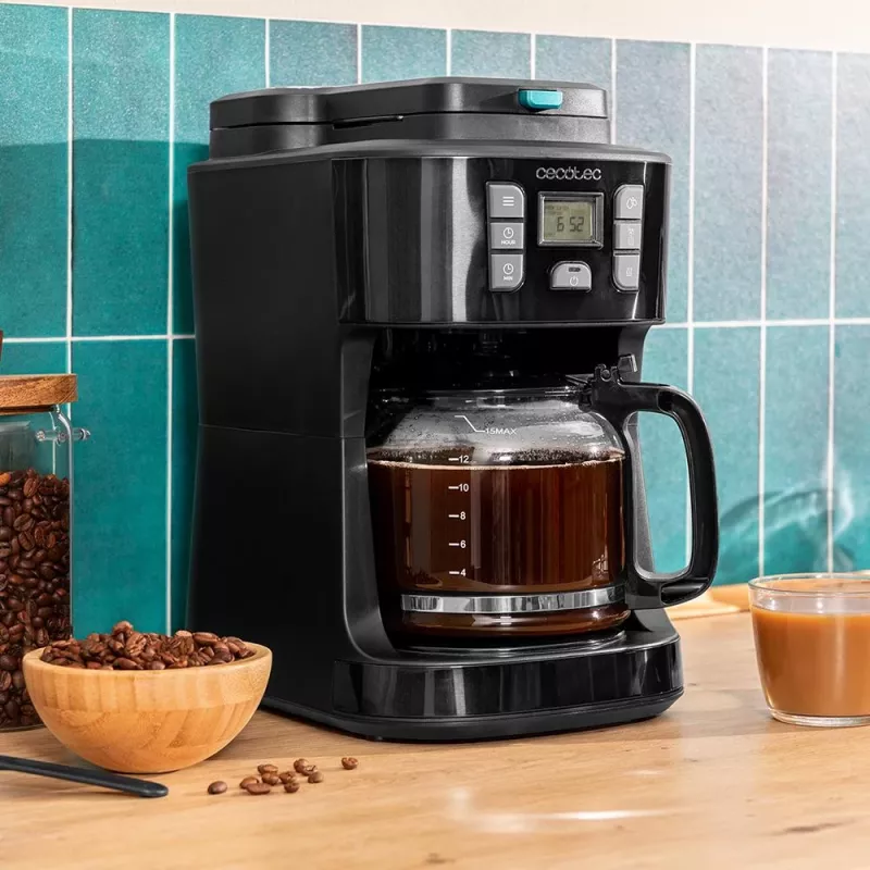 Cecotec Coffee 66 Grind & Drop suodatinkahvinkeitin kartiomaisella myllyllä, 1,2 l, 900 W, musta