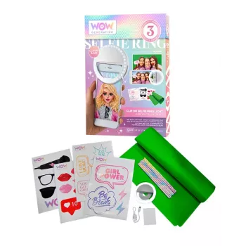 KIDS LED-rengasvalo puhelimen selfie-vlogiin + tarvikesarja greenscreen 1,5x1 m Wow Generation / Wow00024