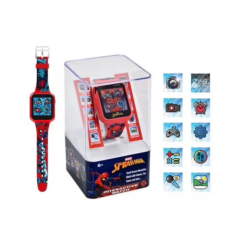 KIDS Spider-Man elektroninen LCD-kello lapsille peleillä ja kameralla SPD4588J