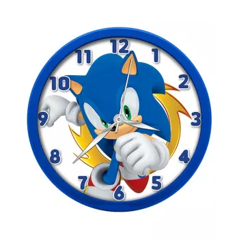Lasten Sonic The Hedgehog seinäklokko 25 cm pyöreä muovi analoginen kvartsi monivärinen