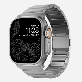 NOMAD Titanium Band V3 - Natural Titanium harjattu metalliranneke Apple Watch 46mm/49mm
