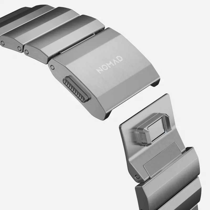NOMAD Titanium Band V3 - Natural Titanium harjattu metalliranneke Apple Watch 46mm/49mm