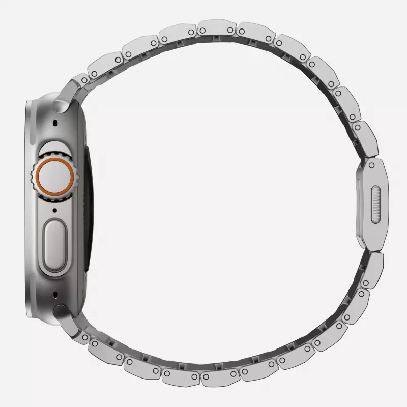NOMAD Titanium Band V3 - Natural Titanium harjattu metalliranneke Apple Watch 46mm/49mm