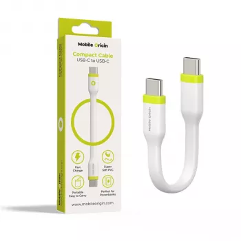 Mobile Origin Compact kaapeli USB-C to USB-C valkoinen 10cm