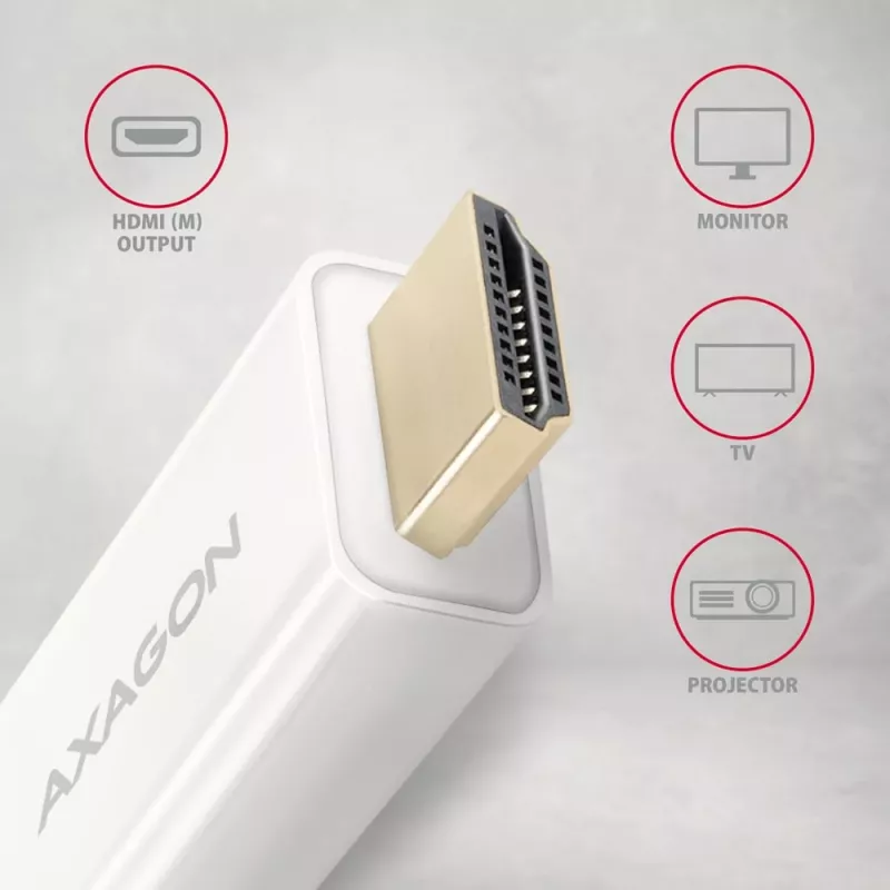 AXAGON Mini DisplayPort - HDMI -adapterikaapeli 4K/30 Hz 1,8 m valkoinen