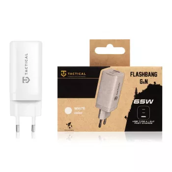 Tactical Adapter FlashBang GaN valkoinen 65W USB-C-laturi