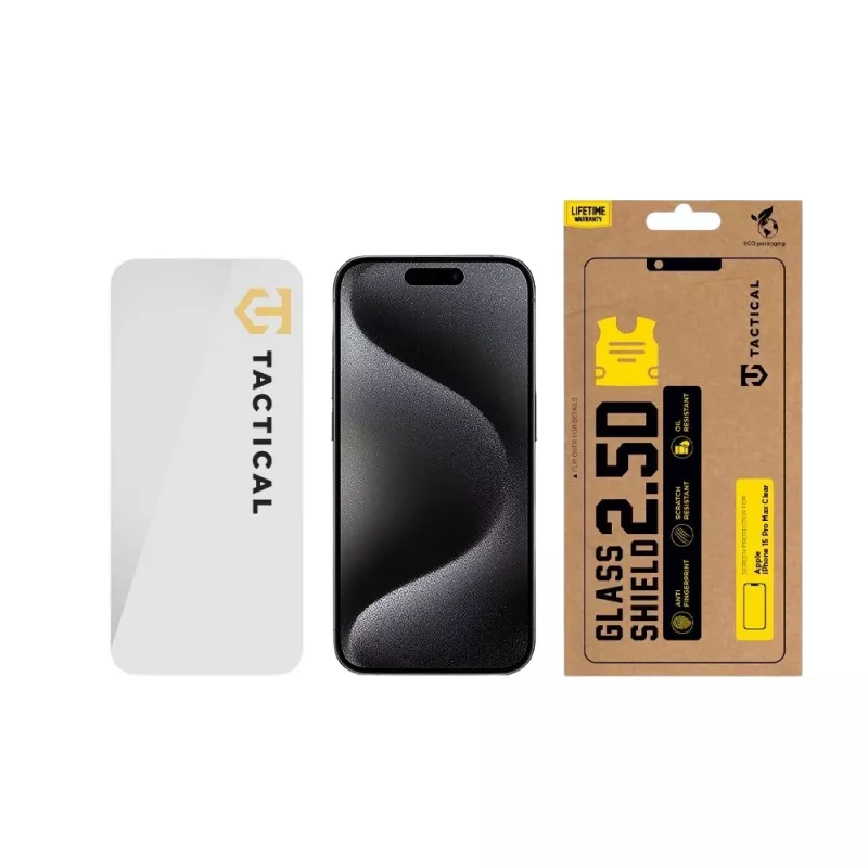 Tactical Glass Shield 2.5D iPhone 15 Pro kirkas