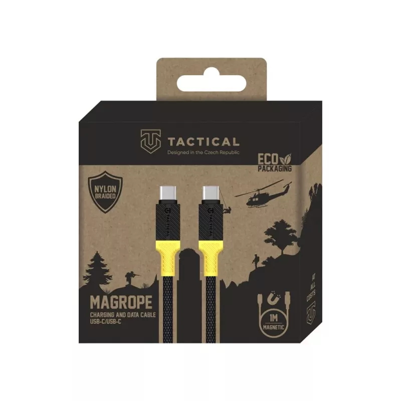 Taktinen MagRope USB-C - USB-C -kaapeli 1,2 m musta/keltainen