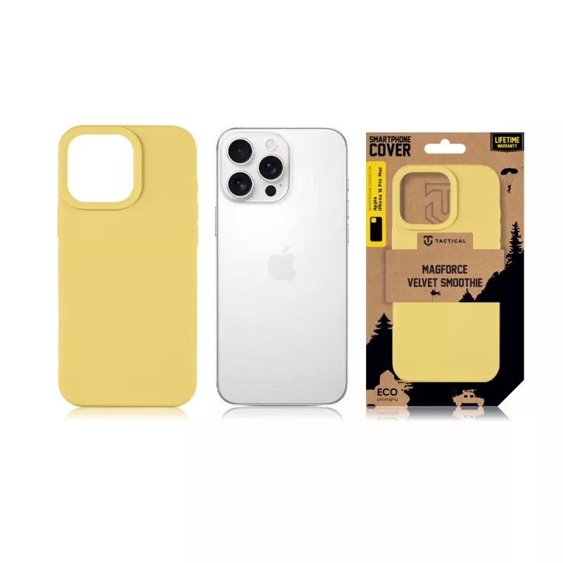 Taktinen takakansi MagForce Velvet Smoothie iPhone 16 Pro Max - banaaninkeltainen