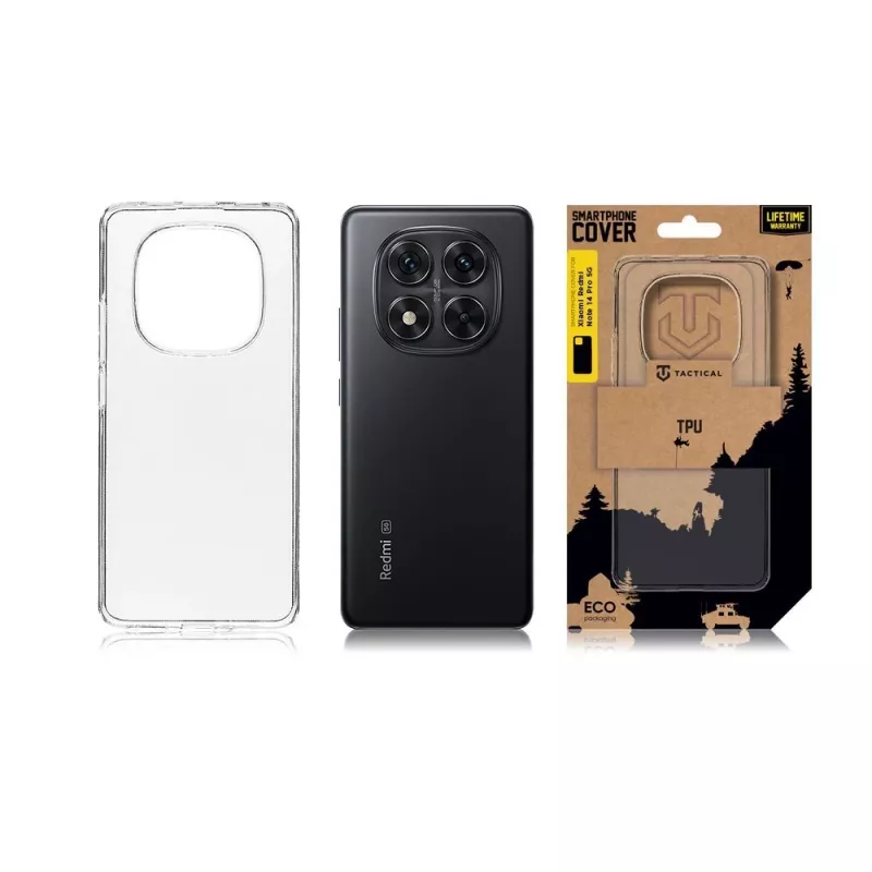 Tactical Back Cover TPU Xiaomi Redmi Note 14 Pro 5G läpinäkyvä