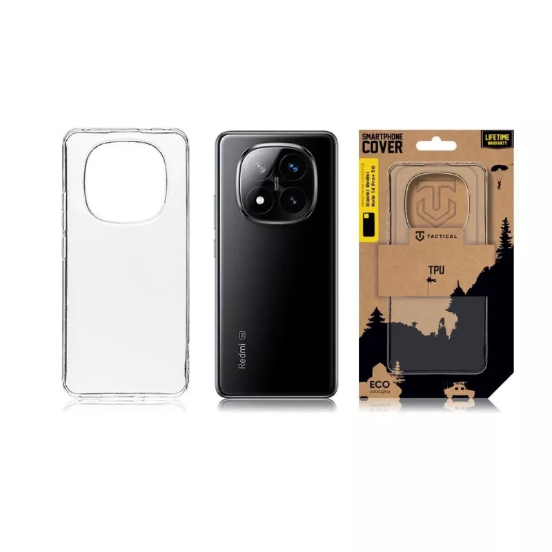 Tactical Back Cover TPU Xiaomi Redmi Note 14 Pro+ 5G läpinäkyvä