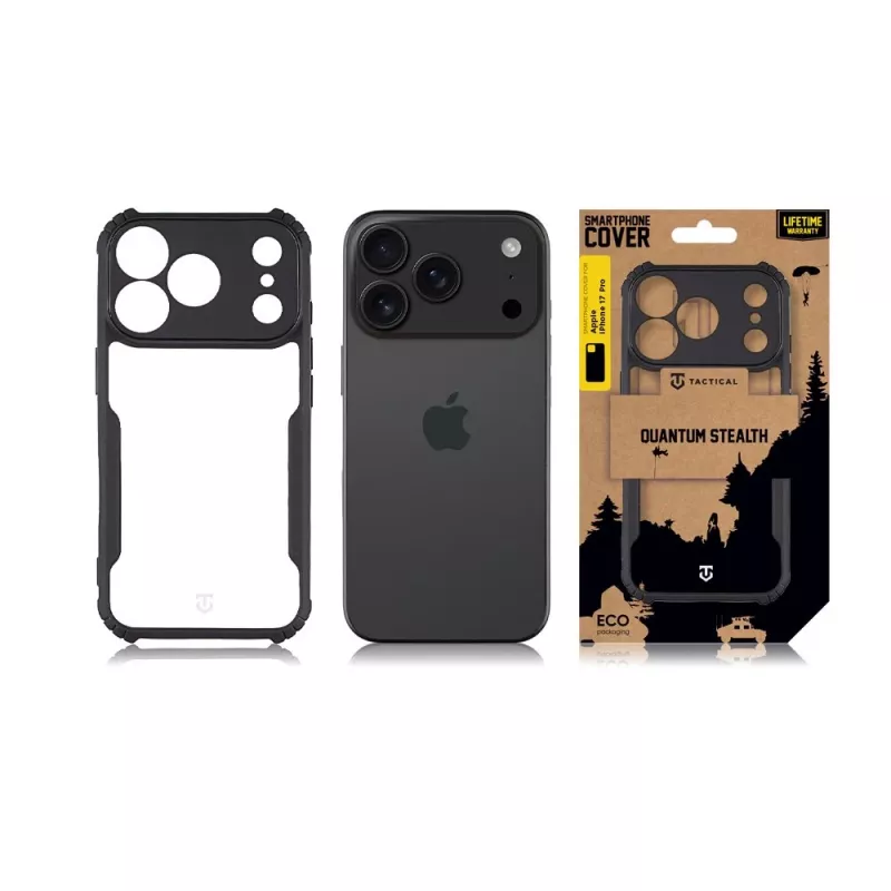 Tactical Back Cover Quantum Stealth iPhone 17 Pro läpinäkyvä/musta