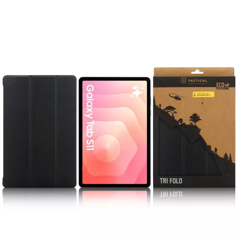 Tactical Book Cover Tri Fold Galaxy Tab S11 musta