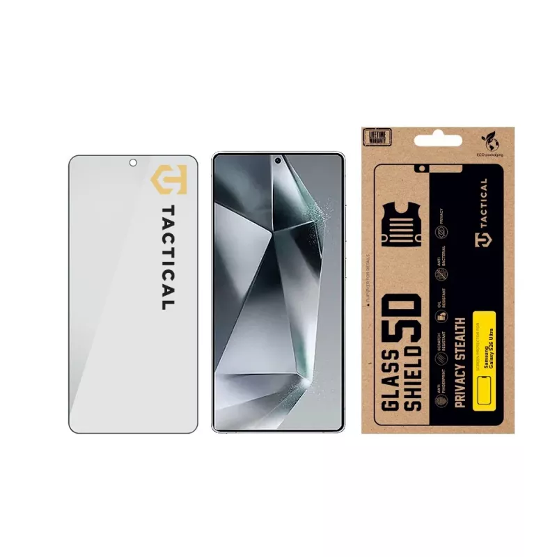 Tactical Glass Shield Privacy Stealth 5D Samsung Galaxy S26 Ultralle, musta