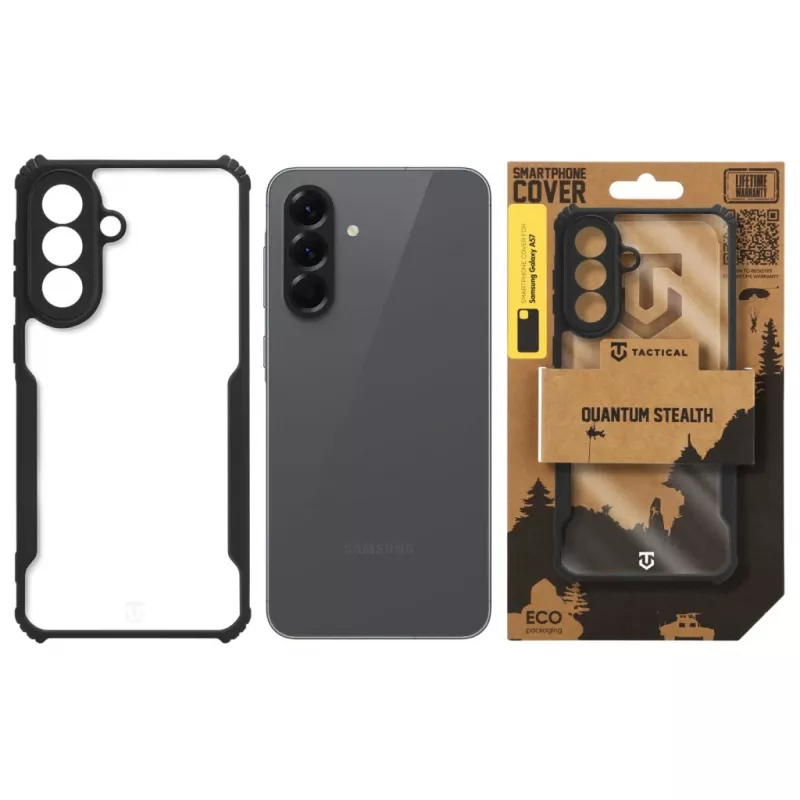 Tactical takakansi Quantum Stealth Galaxy A57, läpinäkyvä/musta