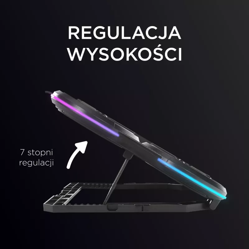 Rampage PROTE R6 kannettavan jäähdytysteline, 10-17 tuumaa, RGB