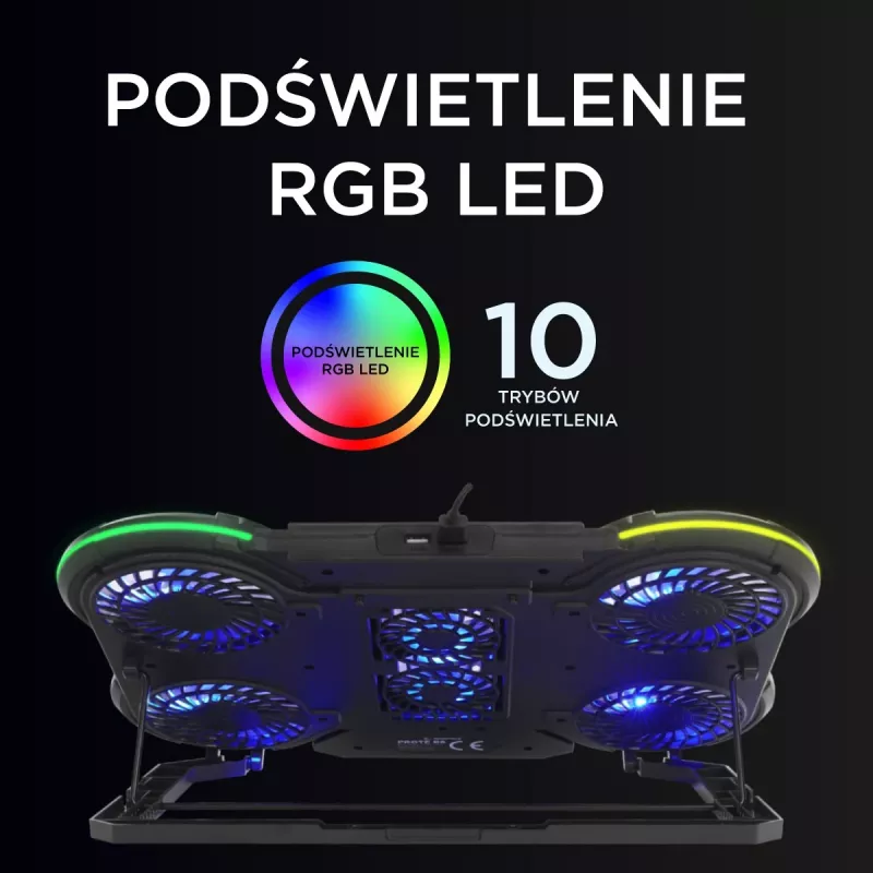 Rampage PROTE R6 kannettavan jäähdytysteline, 10-17 tuumaa, RGB