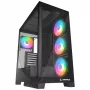 Rampage Hydra V2 Mid-Tower PC-kotelo 4x 120mm ARGB-tuulettimella, karkaistu lasi, musta