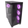 Rampage Hydra V2 Mid-Tower PC-kotelo 4x 120mm ARGB-tuulettimella, karkaistu lasi, musta