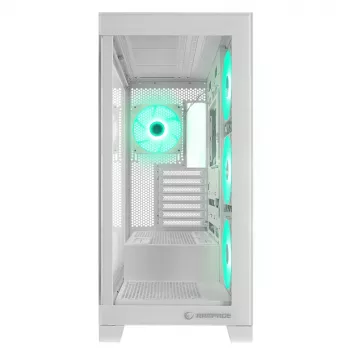Rampage Hydra V2 Mid Tower PC-kotelo valkoinen 4x 120mm ARGB-tuulettimella ja karkaistulla lasilla