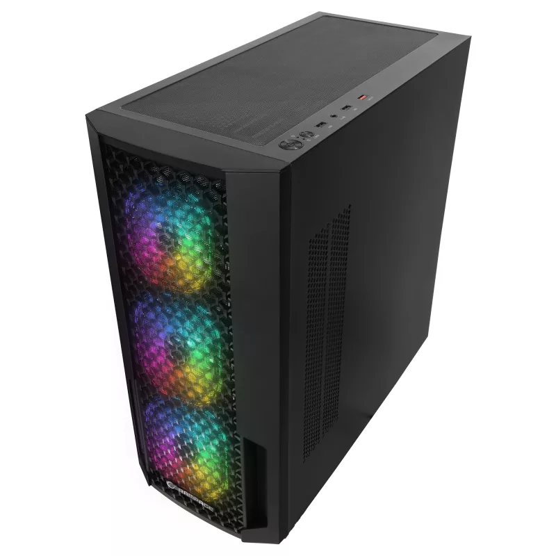 Rampage Shelob Mid Tower PC-kotelo, 4x ARGB-tuuletinta, karkaistu lasi, musta
