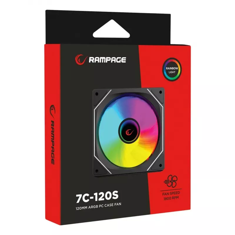 Rampage 120mm 1800RPM Infinite Loop ARGB PWM musta kotelotuuletin