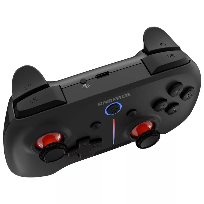 Rampage Hydra Pro Pad langaton RGB 2.4G Hall Effect -ohjain magneettisilla liipaisimilla, musta
