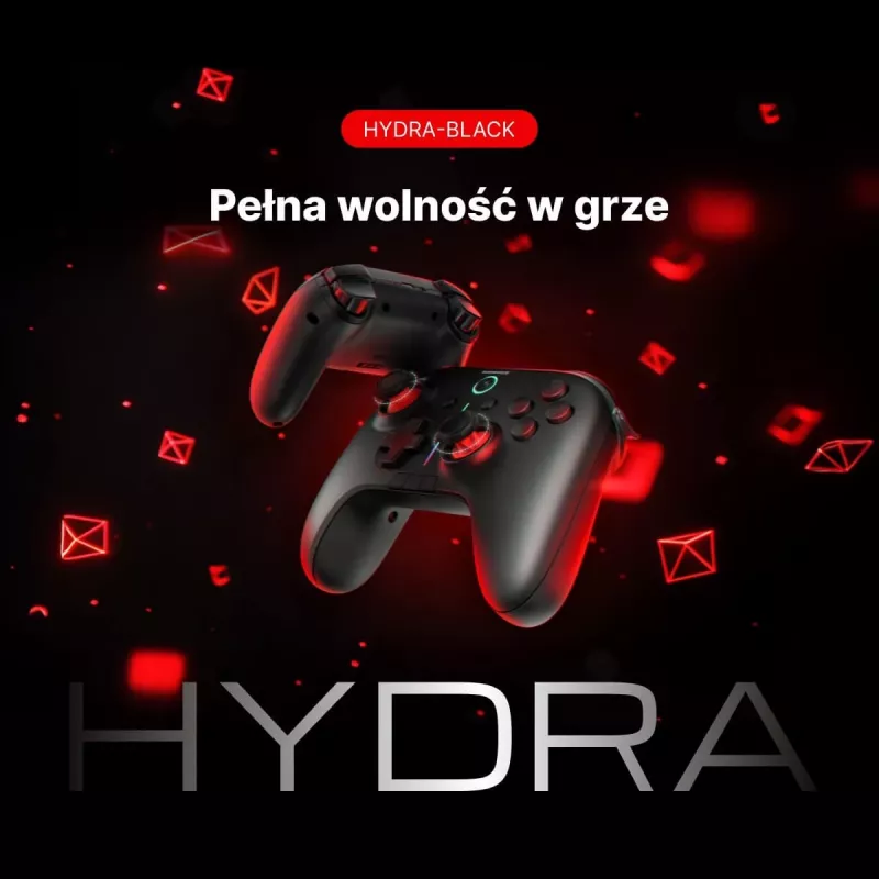 Rampage Hydra Pro Pad langaton RGB 2.4G Hall Effect -ohjain magneettisilla liipaisimilla, musta