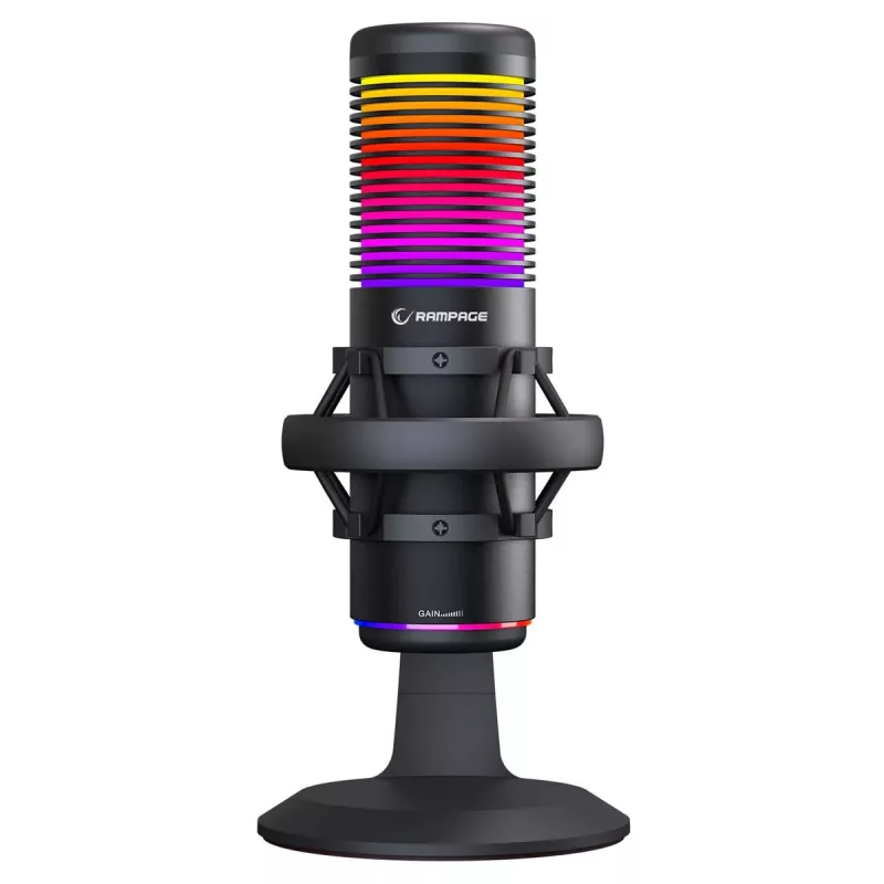 Rampage Bemol RGB USB-C -pelimikrofoni, musta