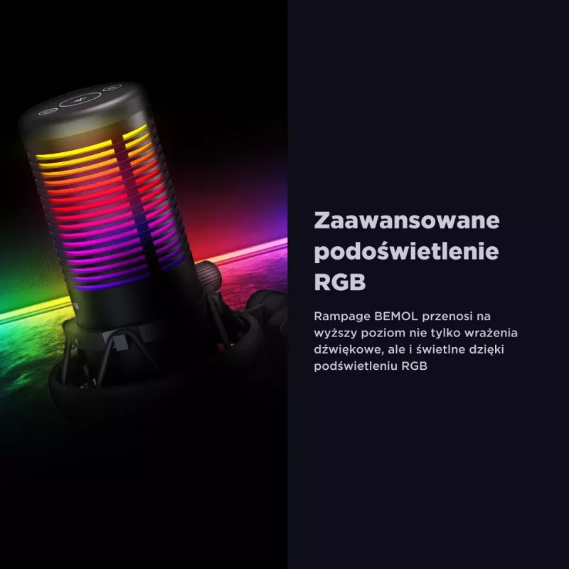 Rampage Bemol RGB USB-C -pelimikrofoni, musta