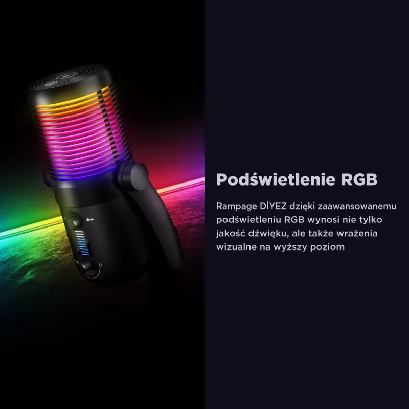 Rampage Diyez RGB USB-C -pelimikrofoni, musta