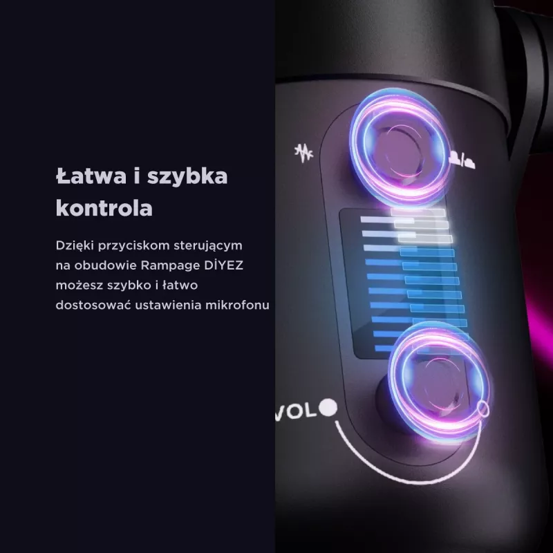 Rampage Diyez RGB USB-C -pelimikrofoni, musta