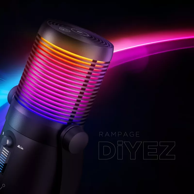Rampage Diyez RGB USB-C -pelimikrofoni, musta