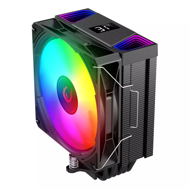 Rampage Octagon C70 prosessorijäähdytin LGA1700/AM5 LCD-tuuletin Infinity 120mm ARGB musta