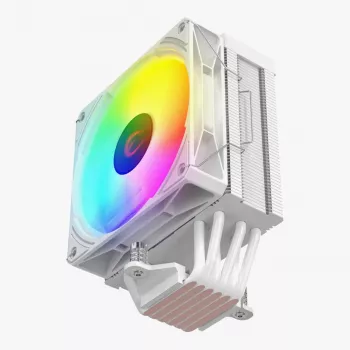 Rampage Octagon C70 prosessorijäähdytin LCD:llä, 120 mm ARGB-tuuletin, AM5/LGA1700, valkoinen