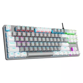 Rampage Snug RGB KRGD Blue mekaaninen pelinäppäimistö, Tenkeyless, harmaa-valkoinen