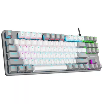 Rampage Snug RGB KRGD Red mekaaninen pelinäppäimistö, valkoinen-harmaa, 60 % asettelu, langallinen USB-C