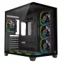 RAMPAGE SEALITE-BLACK Mid-Tower PC-kotelo karkaistulla lasilla, 7x ARGB PWM tuuletinta, musta