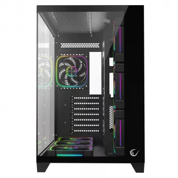 RAMPAGE SEALITE-BLACK Mid-Tower PC-kotelo karkaistulla lasilla, 7x ARGB PWM tuuletinta, musta