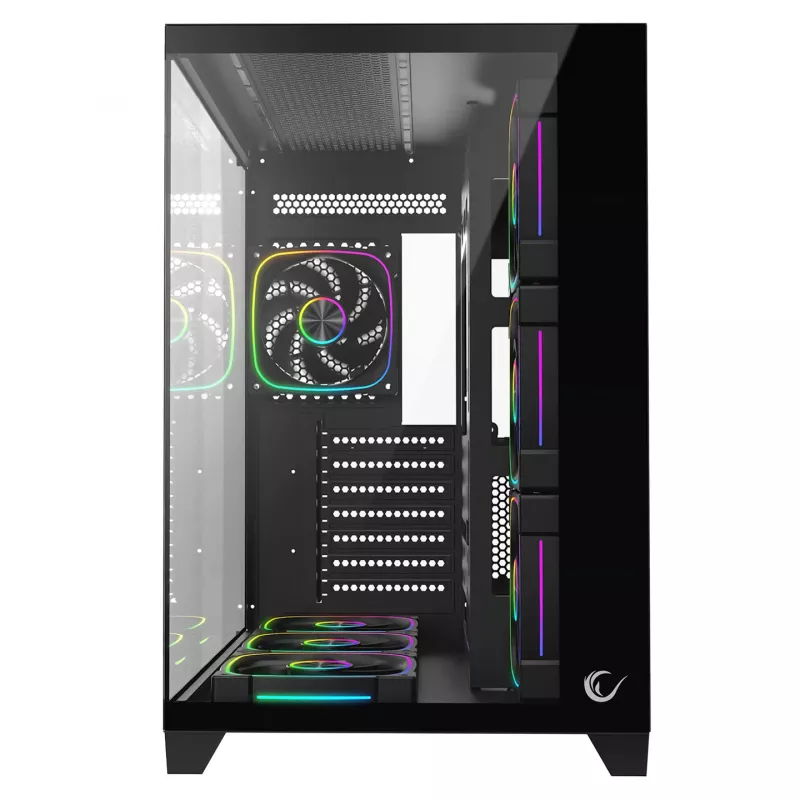 RAMPAGE SEALITE-BLACK Mid-Tower PC-kotelo karkaistulla lasilla, 7x ARGB PWM tuuletinta, musta