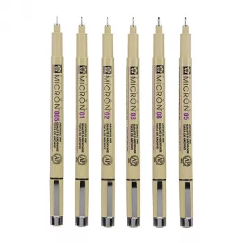 Sakura Pigma Micron huopakynäsarja 6 osaa musta