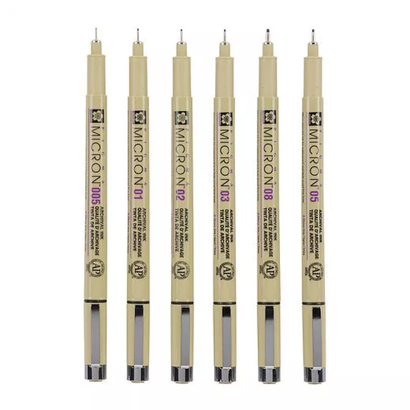 Sakura Pigma Micron huopakynäsarja 6 osaa musta