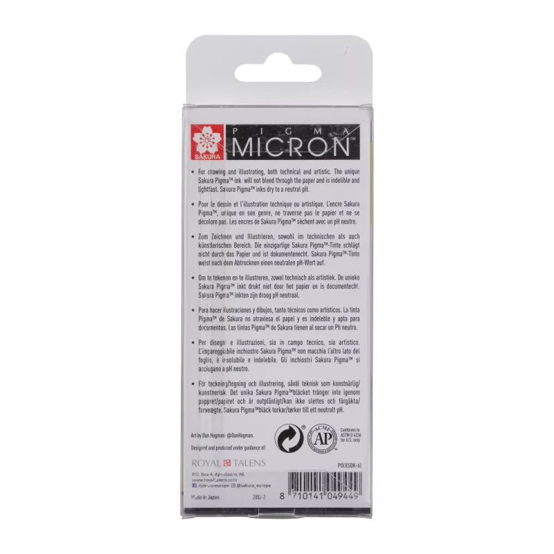 Sakura Pigma Micron huopakynäsarja 6 osaa musta