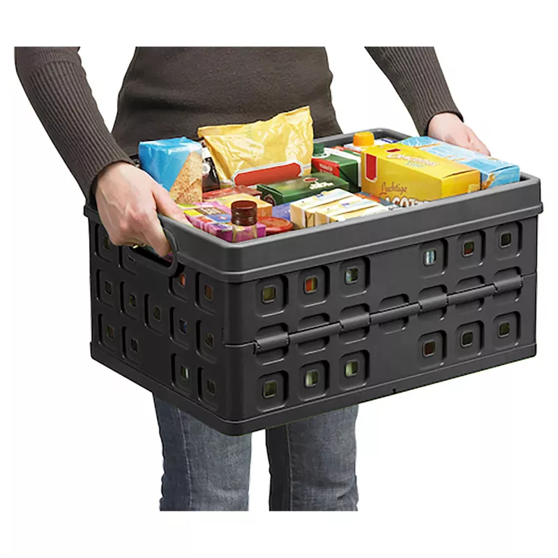 Helit Klappbox Square H6180295 46L taitettava säilytyslaatikko harmaa/musta