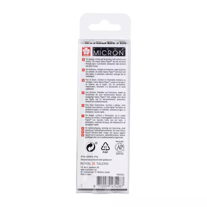 Sakura Pigma Micron -tussisarja Cool Gray 4 osaa