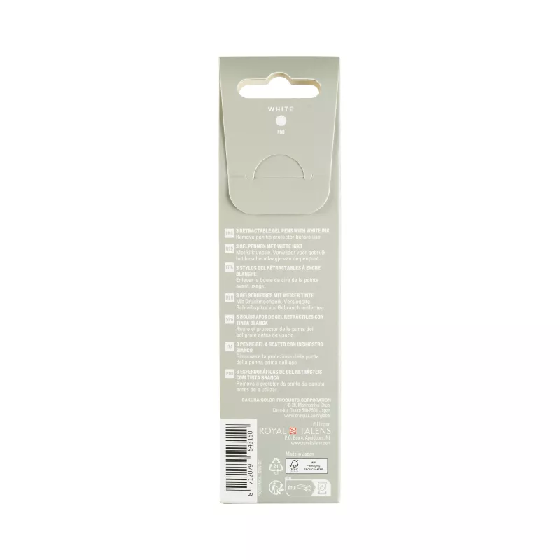 Sakura Gelly Roll Retractable Classic -geelikynä läpinäkyvä 0,45 mm valkoinen muste