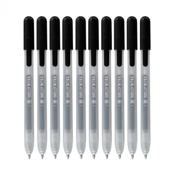 Sakura 9+1 Free Gelly Roll Retractable Classic -geelikynä läpinäkyvä 0,4 mm musta muste 10 kpl:n pakkaus