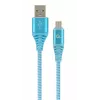 Gembird USB 2.0 A-uros - Micro-USB B-uros premium puuvillapäällysteinen kaapeli 1m sininen/valkoinen