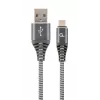 Gembird USB 2.0 Type-A uros – Micro USB-B uros premium puuvillapunoskaapeli 2 m space grey/valkoinen