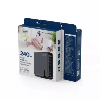 Gembird TA-UC-2A4C-PD240-01-BK 6-porttinen USB-laturi 240W GaN musta